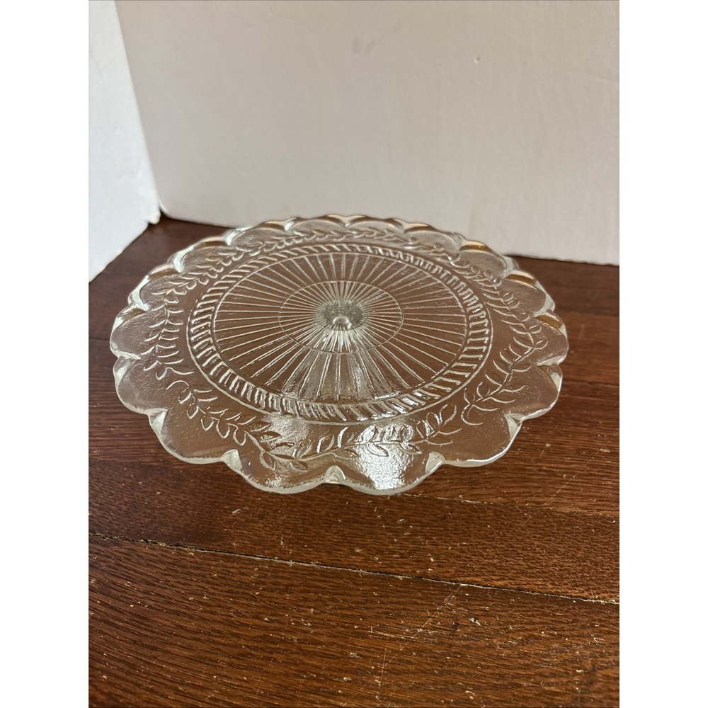 VTG 9" Clear Glass Pedestal Cake Stand  Maison by  Circleware Crystal